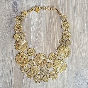 BCBG gold disc bib necklace